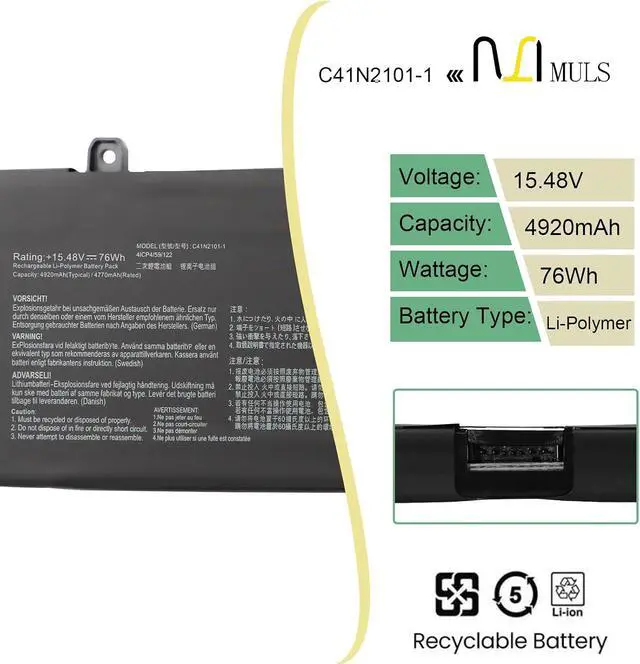 Alt view image 2 of 7 - C41N2101-1 Laptop Battery for Asus Zenbook Pro 14 Duo OLED UX8402 UX8402Z