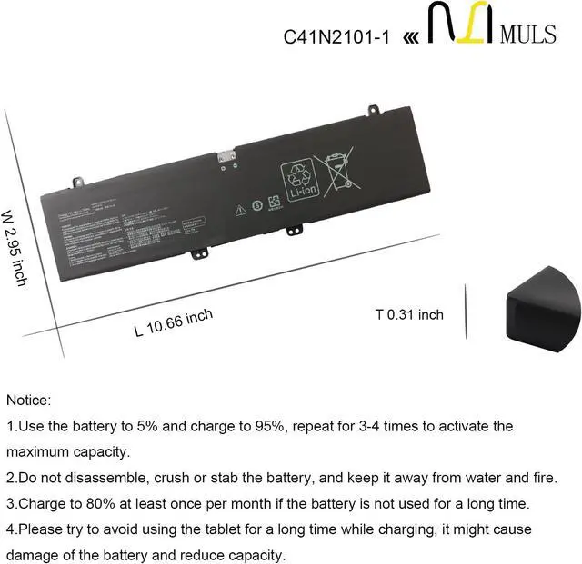 Alt view image 7 of 7 - C41N2101-1 Laptop Battery for Asus Zenbook Pro 14 Duo OLED UX8402 UX8402Z