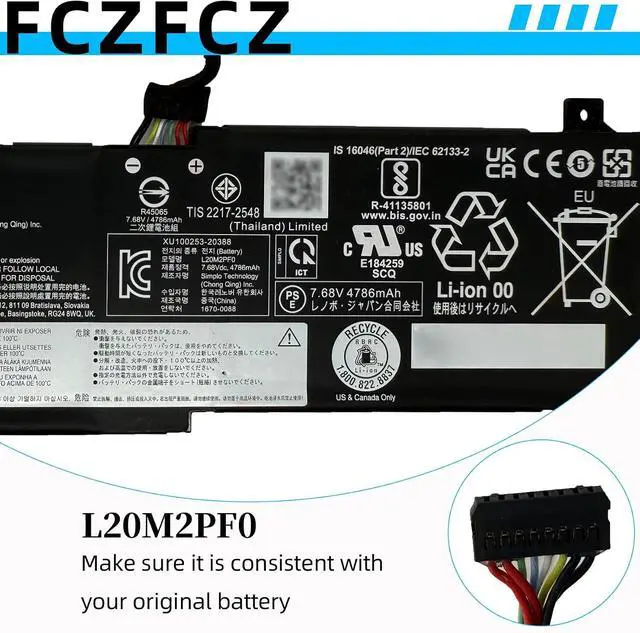 Alt view image 4 of 6 - L20M2PF0 Battery 38Wh Replacement for Lenovo IdeaPad 3-14ABA7 3-14ADA6 3-15ALC6 3-15IAU7 3-17IRU7 3-17ITL6 / V14 G2-ALC / V15 G3-ABA / V17 G2-ITL Series L20L2PF0 L20B2PF0 L20C2PF0 7.68V