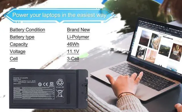 Alt view image 6 of 6 - CF-VZSU0PW CF-VZSU0PR 46Wh 4200mAh Extended Battery Replacement for PANASONIC TOUGHBOOK CF54 CF-54 Mk1 Series 54 Gloved Multi Touch, 54 Lite, 54 Performance, 54 Prime