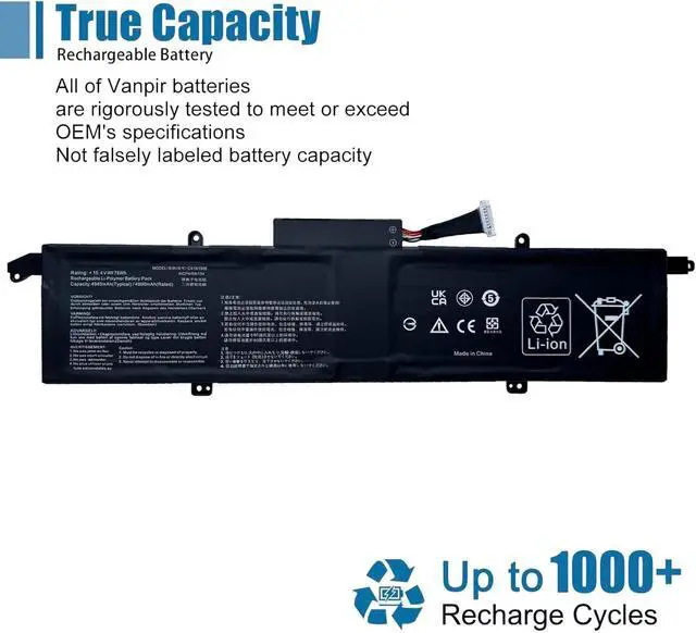 Alt view image 5 of 6 - C41N1908 Laptop Battery Replacement for Asus ROG Zephyrus G14 GA401 GA401Q GA401II GA401IU GA401IV GA401IVC GA401IH GA401QC GA401QH Series C41PQ05 15.4V 76Wh 4940mAh