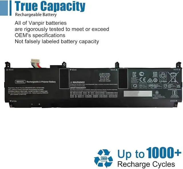 Alt view image 5 of 6 - MB06XL Laptop Battery Replacement for HP ZBook Studio G7 G8 Mobile Workstation/ZBook Create G7 / ZBook Power 16 G11 A/ZBook Create G8 Series Laptop HSTNN-IB9E L77973-1C1 11.58V 83Wh 7167mAh
