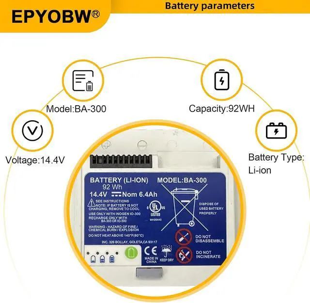 Alt view image 3 of 7 - BA-300 Battery 92Wh 6400mAh 14.4V 1400-1010-8
