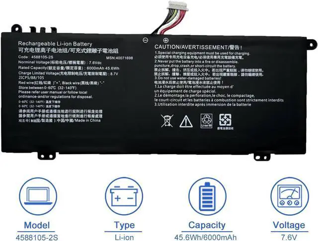 Alt view image 2 of 6 - JOTACT 4588105-2S 4588106-2S 4588106 40071698 40072215 Laptop Battery for Dynabook Satellite PRO C50-H C40-H C50-E C50-H-103 C50-H-108 for MEDION Akoya E15403 30027881 30027586 7.6V 45.6Wh/6000mAh
