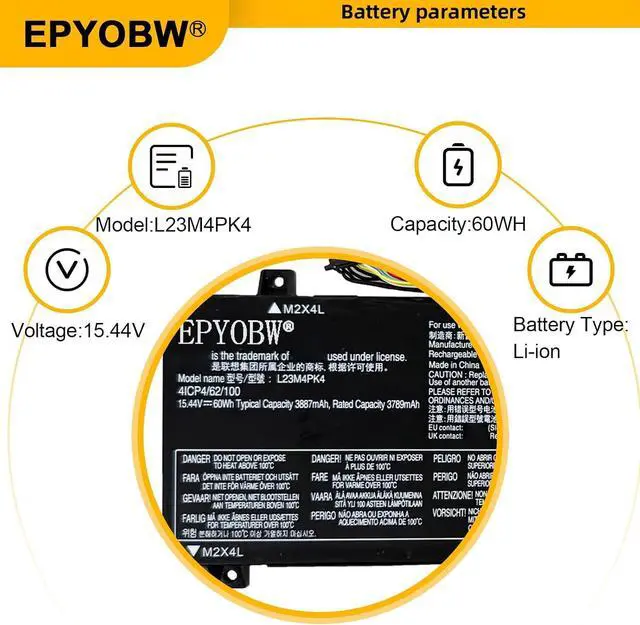 Alt view image 3 of 7 - L23M4PK4 Laptop Battery 60Wh L23B4PK4 L23D4PK4