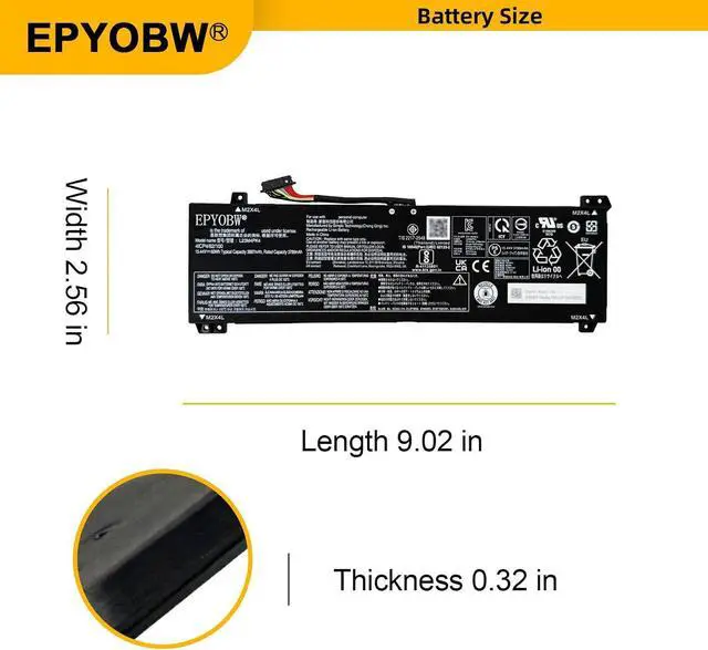 Alt view image 7 of 7 - L23M4PK4 Laptop Battery 60Wh L23B4PK4 L23D4PK4