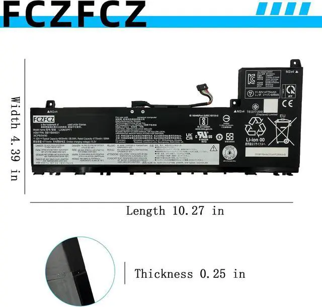 Alt view image 7 of 7 - L20M3PF1 Replacement for Lenovo ideapad 5 Pro-14ACN6 Pro-14ITL6 Pro-14IAP7 Pro-14ARH7 Series SB11B44631 5B11B44633 SB11N52006 5B11N52010 L20D3PF0 5B11B44625 L20C3PF1 11.52V 56.5Wh 4905mAh