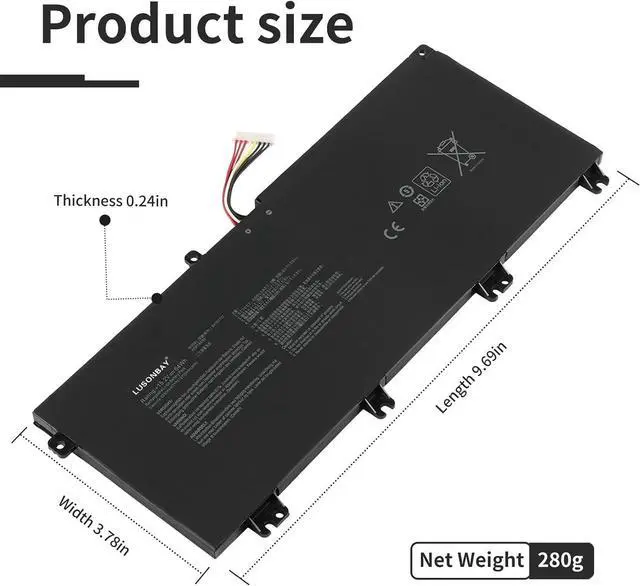 Alt view image 2 of 7 - B41N1711 Lsptop Battery for Asus TUF Gaming FX705DT FX705DD FX705GM FX705GE FX503V FX63VM FX63VD ROG Strix GL503 GL503VM GL703VD GL703VM ZX63V B41BN95 B41BN9 (Long Cable)