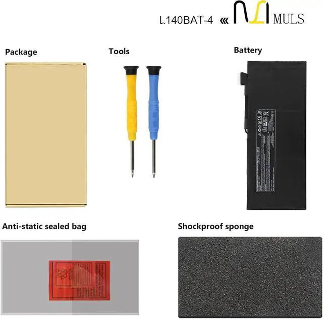 Alt view image 6 of 7 - MULS L140BAT-4 Battery Replacement for Lemur P9 System 76 Darter Pro 2021