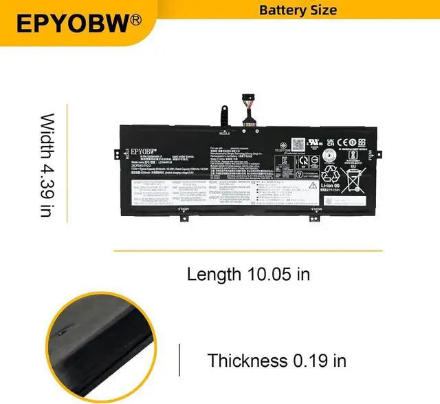 Alt view image 6 of 6 - L21M4PH3 Laptop Battery 50.2Wh 6510mAh 4-Cell 7.72V Compatible with Lenovo Slim 7 Carbon 13IAP7 13IRP8 / Yoga Slim 7 Carbon 13IAP7 13IRP8 Series L21D4PH3