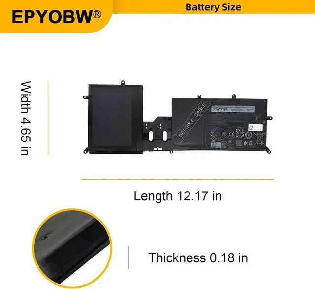 Alt view image 7 of 7 - Y9M6F Laptop Battery 76Wh 6334mAh 5-Cell Compatible with Dell P41E001 P87F001 P41E P87F / Alienware M17 R2 / Alienware M15 R2 ALW15M-D4736W ALW15M-D4501B Series 0Y9M6F 8K84V 08K84V