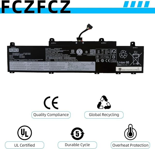 Alt view image 5 of 7 - L22D3P70 Battery 46.5Wh 4112mAh Replacement for Lenovo ThinkPad L14 Gen 4 / L15 Gen 4 Series SB11H56250 5B11H56349 SB11M89801 5B11M90000 L22B3P70 SB11H56251 L22M3P70 L22X3P70 11.31V