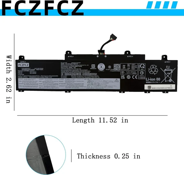 Alt view image 7 of 7 - L22D3P70 Battery 46.5Wh 4112mAh Replacement for Lenovo ThinkPad L14 Gen 4 / L15 Gen 4 Series SB11H56250 5B11H56349 SB11M89801 5B11M90000 L22B3P70 SB11H56251 L22M3P70 L22X3P70 11.31V