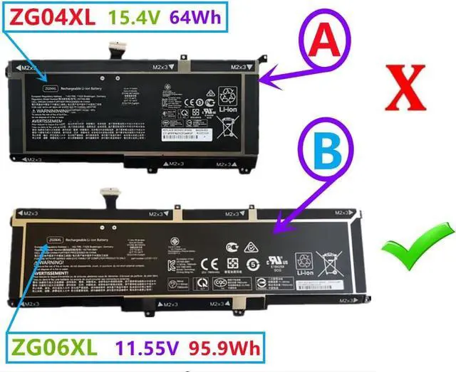 Alt view image 3 of 7 - CQCQ ZG06XL ZG06095XL Battery for HP ZBook Studio X360 G5 Elitebook 1050 G1 Series HSTNN-IB8H HSTNN-1B8H HSN-Q11C L07351-1C1 L07045-855 L07046-855 (11.55V 95.9Wh/8310mAh)