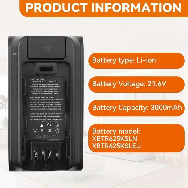 Alt view image 3 of 7 - Replacement for Shark Ninja XBTR625KSL XBTR625KSLN XBTR625KSLEUN Battery