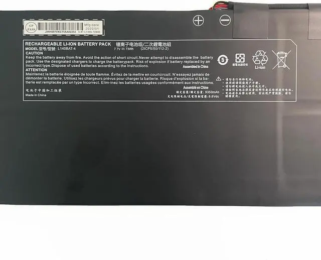 Alt view image 2 of 7 - L140BAT-4 Laptop Battery Replacement for Clevo L140CU L141CU L140MU L141MU Hyperbook L14 Ultra Schenker VIA 14 Late 2020 Work 17 E21 E22 Tiger Lake System76 Lemur Pro 14 2020 2021 Series(7.7V 73Wh)