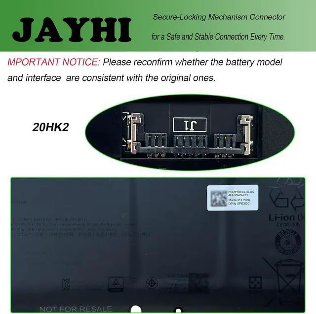 Alt view image 4 of 7 - JAYHI 20HK2 64Wh 4102mAh Laptop Battery P63GC 0P63GC 15.6V 4-Cell