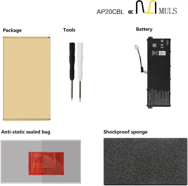 Alt view image 6 of 7 - MULS 53Wh AP20CBL Laptop Battery for Acer Aspire 5 A515-45 Vero AV15-51