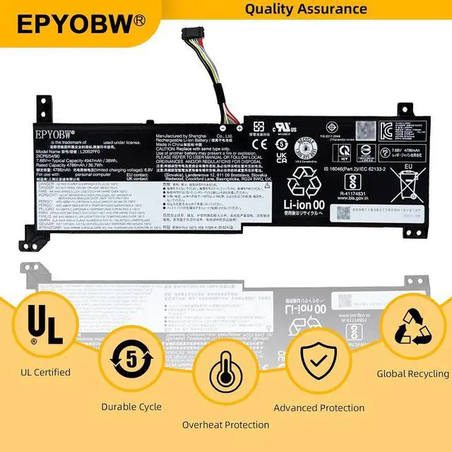 Alt view image 6 of 7 - L20B2PF0 Laptop Battery 38Wh L20M2PF0 L20M2PF8