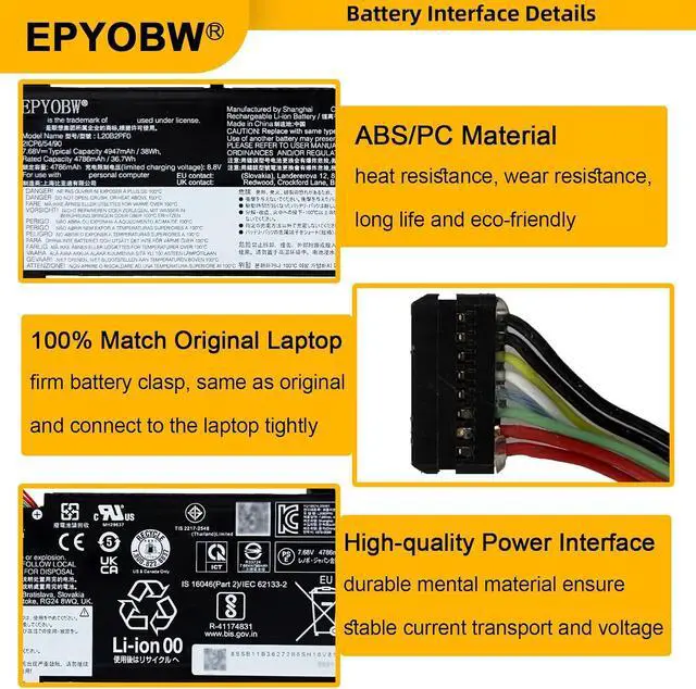 Alt view image 5 of 7 - L20B2PF0 Laptop Battery 38Wh L20M2PF0 L20M2PF8