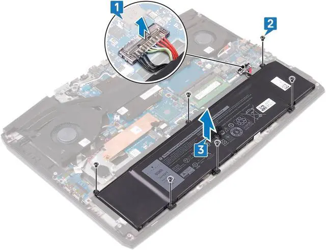Alt view image 2 of 4 - DELL XRGXX 11.4V 7500mAh 90Wh 6-Cell Battery For DELL Alienware M15 ,M17, G5 15 5590, G7 15 7590, G7 17 7790 Series Laptop P/N: P37E P40E P79F P82F JJPFK 0JJPFK 06YV0V 08622M HYWXJ 0HYWXJ 01F22N