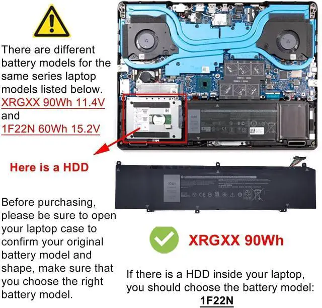 Alt view image 3 of 4 - DELL XRGXX 11.4V 7500mAh 90Wh 6-Cell Battery For DELL Alienware M15 ,M17, G5 15 5590, G7 15 7590, G7 17 7790 Series Laptop P/N: P37E P40E P79F P82F JJPFK 0JJPFK 06YV0V 08622M HYWXJ 0HYWXJ 01F22N