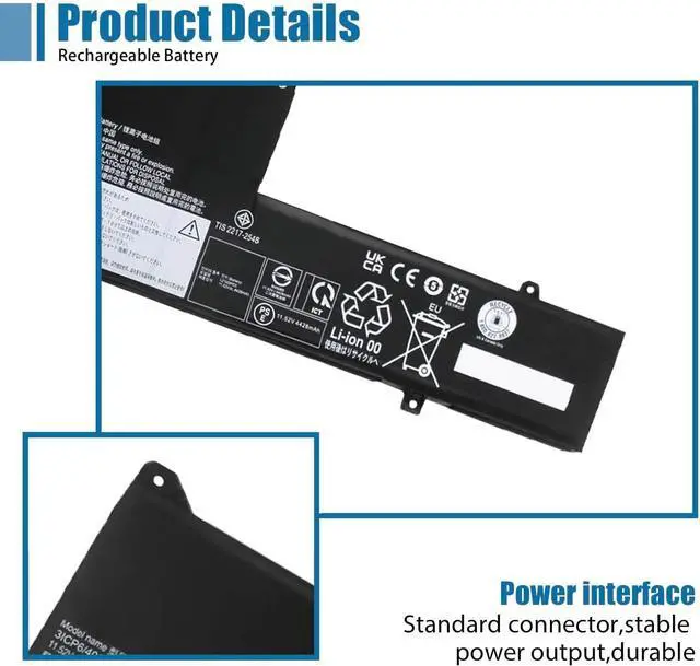 Alt view image 3 of 6 - L21M3PE0 Laptop Battery Replacement for Lenovo IdeaPad Flex 5-14IAU7 5-14ALC7 5-14ABR8 5-14IRU8 / Flex 7-14IRU8 5-14ALC7 Series L21C3PE0 L21L3PE0 L21M3PE1 L21M3PE2 11.52V 52.5Wh 4558 mAh
