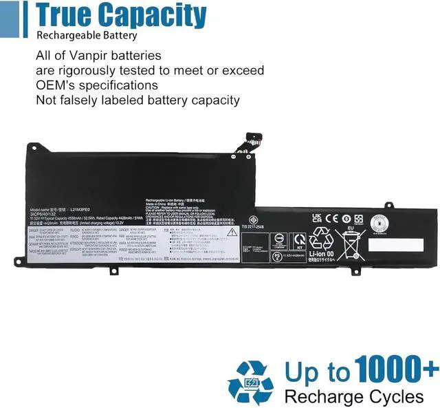 Alt view image 5 of 6 - L21M3PE0 Laptop Battery Replacement for Lenovo IdeaPad Flex 5-14IAU7 5-14ALC7 5-14ABR8 5-14IRU8 / Flex 7-14IRU8 5-14ALC7 Series L21C3PE0 L21L3PE0 L21M3PE1 L21M3PE2 11.52V 52.5Wh 4558 mAh