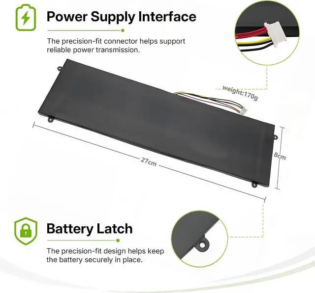 Alt view image 4 of 6 - Tanch 5080270P Laptop Battery for Jumper Ezbook S4 S5 4982229P
