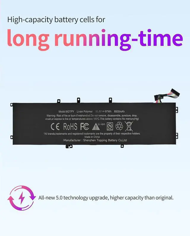 Alt view image 4 of 4 - ASMARK 6GTPY Battery Replacement for Dell XPS 15 9550 9560 9570 9550 7590 Inspiron 15 7500 7501 7590 7591 Vostro 7500 Precision 5510 5520 5530 5540 Series 6GTPY Laptop Battery
