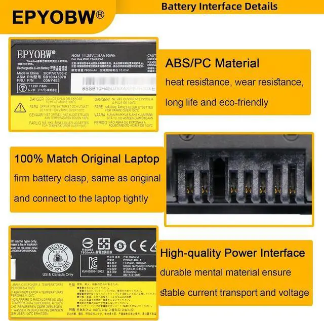 Alt view image 4 of 7 - 00NY493 Laptop Battery 90Wh SB10H45077 01AV477 00NY492