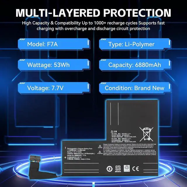 Alt view image 5 of 7 - 53Wh F7A F7G F7GM Battery Pack Replacement for Steam Deck LCD/OLED Handheld