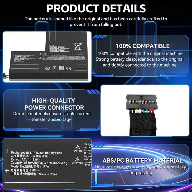 Alt view image 7 of 7 - 53Wh F7A F7G F7GM Battery Pack Replacement for Steam Deck LCD/OLED Handheld