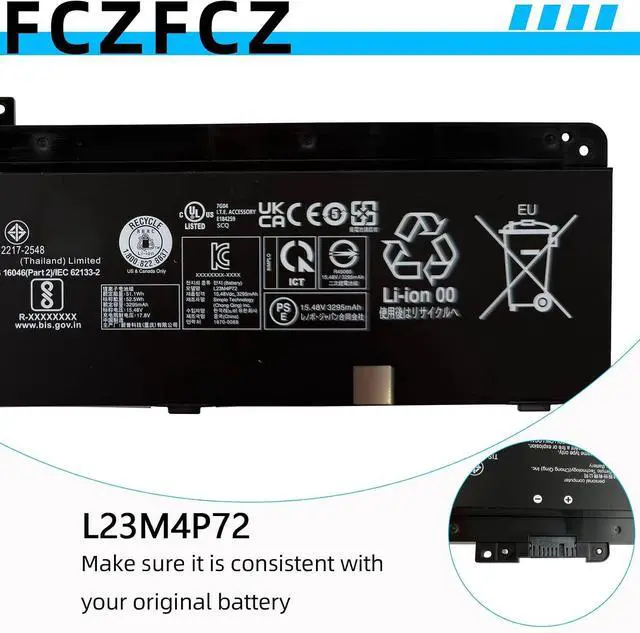 Alt view image 6 of 7 - L23M4P72 Battery 52.5Wh 3392mAh Replacement for Lenovo ThinkPad P14s Gen 5 / Gen 6 / T14 Gen 5 21MC / Thinkpad T14 Gen 6 Series SB11H56316 5B11H56415 L23B4P70 L23D4P71 L23C4P73 15.48V 4-Cell