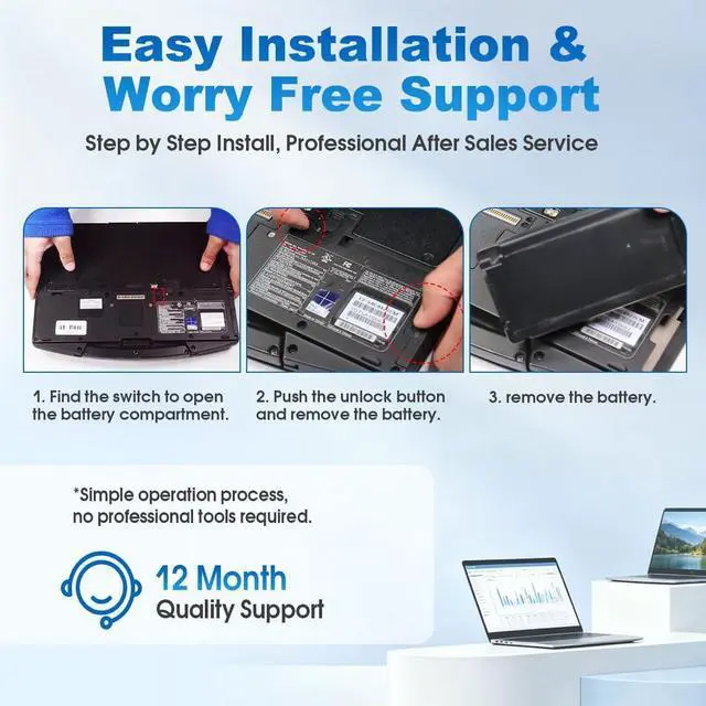 Alt view image 6 of 7 - 46Wh CF-VZSU0PW Laptop Battery Compatible with Panasonic Toughbook CF-54