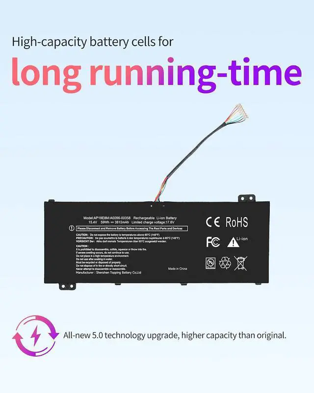 Alt view image 3 of 4 - AP18E8M Battery Replacement for Acer Nitro 7 AN715-51 Nitro 5 AN515-54 AN515-55 AN517-51 Aspire 7 A715-74G Predator Helios 300 PH315-52 PH317-53 4ICP4/70/88 4ICP4/69/90 KT.00407.009 Laptop Battery