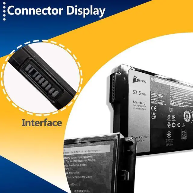 Alt view image 3 of 7 - XVJNP Battery Replacement for Dell Latitude 7330 5430 Rugged Extreme P149G P149G001 P148G P148G001 Series 06JRCP 0M0TN3 KD1CT 6JRCP M0TN3