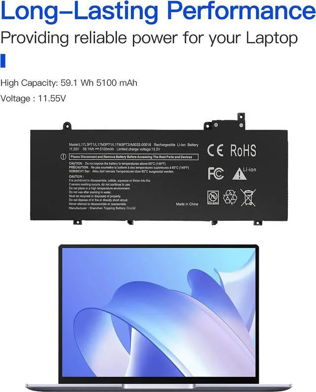 Alt view image 2 of 4 - L17L3P71 L17M3P72 Laptop Battery Replacement for Lenovo ThinkPad T480S 20L7 20L8 Series Notebook 01AV478 01AV479 01AV480 L17M3P71 SB10K97620 SB10K97621 SB10K97622