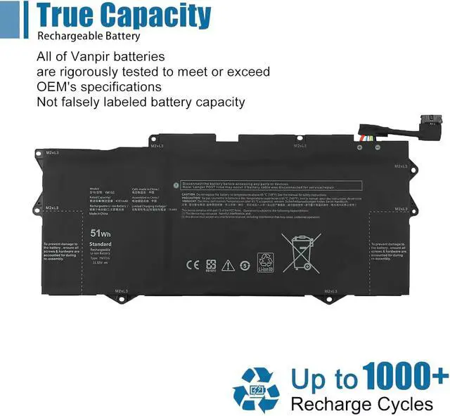 Alt view image 5 of 6 - YM15G Laptop Battery Replacement for Dell XPS 13 9315 Series 0G9FHC G9FHC 0W6D4H W6D4H 11.55V 51Wh 4191mAh