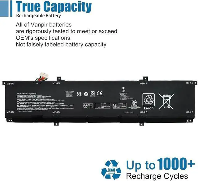 Alt view image 3 of 6 - FZ06XL Laptop Battery Replacement for Envy 16-H 16-H0000 Spectre x360 16-F 16-F1000 16t-F000 Spectre x360 2-in-1 16-F1075NG 16-F0035NR Series FZ06083XL M47636-2D1 11.58V 83Wh 6880mAh 6-Cells
