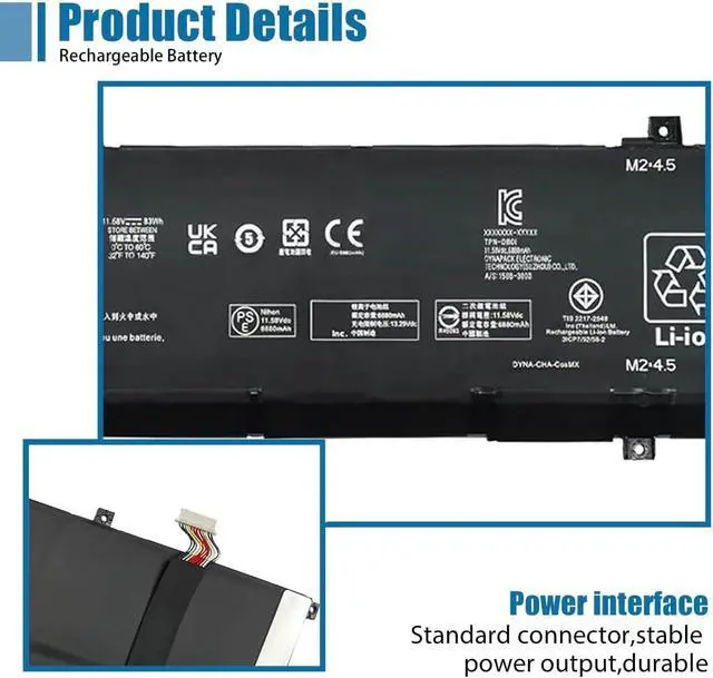 Alt view image 4 of 6 - FZ06XL Laptop Battery Replacement for Envy 16-H 16-H0000 Spectre x360 16-F 16-F1000 16t-F000 Spectre x360 2-in-1 16-F1075NG 16-F0035NR Series FZ06083XL M47636-2D1 11.58V 83Wh 6880mAh 6-Cells
