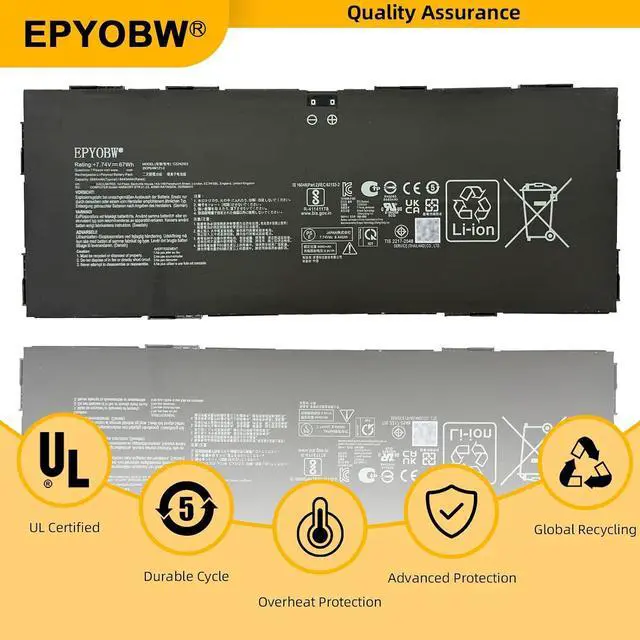 Alt view image 5 of 7 - C22N2023 Laptop Battery 67Wh 8694mAh 7.74V Compatible with Asus Chromebook CXB170CKA Series