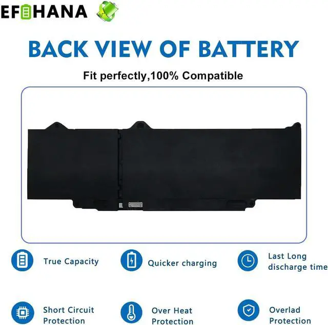 Alt view image 6 of 6 - R73TC 54Wh Laptop Battery Compatible with Dell Latitude 3340 3440 3450 3540 5350 5440 5450 5540 5550 7455 Inspiron 14 Plus 7441 PN DR02P 2X1V9 GTG7N GRWKG KDM9P Series 11.4V