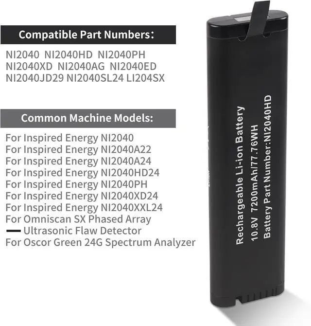 Alt view image 3 of 7 - Battery for Inspired Energy NI2040 NI2040HD NI2040PH NI2040XD NI2040AG NI2040ED NI2040JD29 NI2040SL24 LI204SX