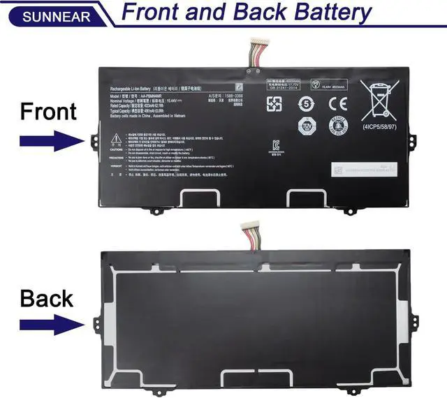 Alt view image 3 of 6 - AA-PBMN4MR 63Wh Laptop Battery Replacement for Samsung Galaxy Book Pro 360 13 NP930XDB NP935XDB NP930XED NP930XDB-KD NP930XDB-KF Book2 Pro NP930XED 15.44V 4081mAh