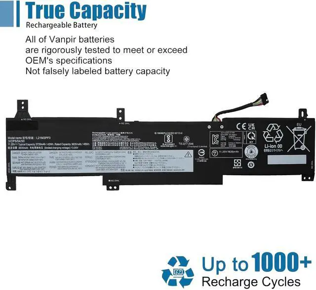 Alt view image 5 of 6 - L21M3PF0 Laptop Battery Replacement for Lenovo IdeaPad 1-14IAU7 1-14ALC7 1-14IGL7 1-14ADA7 1-14IJL7 1-14AMN7 1-15ADA7 Series SB11D70893 SB11D70894 SB11D70892 5B11D96113 11.25V 42Wh 3735mAh