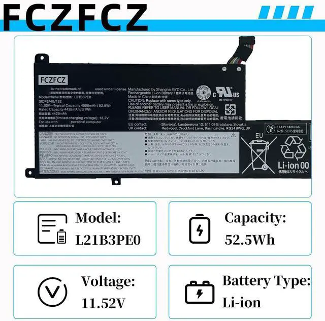 Alt view image 3 of 6 - L21B3PE0 Battery 51Wh Replacement for Lenovo IdeaPad Flex 5-14IAU7 5-14ALC7 5-14ABR8 5-14IRU8 5-16IAU7 5-16ALC7 5-16ABR8 Series L21L3PE0 L21M3PE1 L21C3PE0 L21M3PE0 L21M3PE2 11.52V