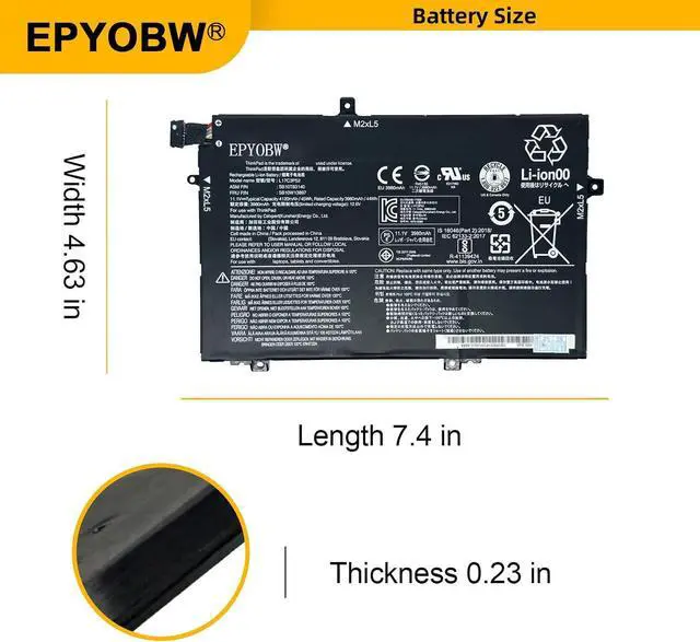 Alt view image 6 of 6 - L17C3P52 Laptop Battery 45Wh Compatible with Lenovo ThinkPad L480 L490 L580 L590 / ThinkPad L14 L15 / ThinkPad L14 Gen 2 L15 Gen 2 Series L17L3P52 L17M3P54 L17M3P53 01AV466 01AV463 01AV464