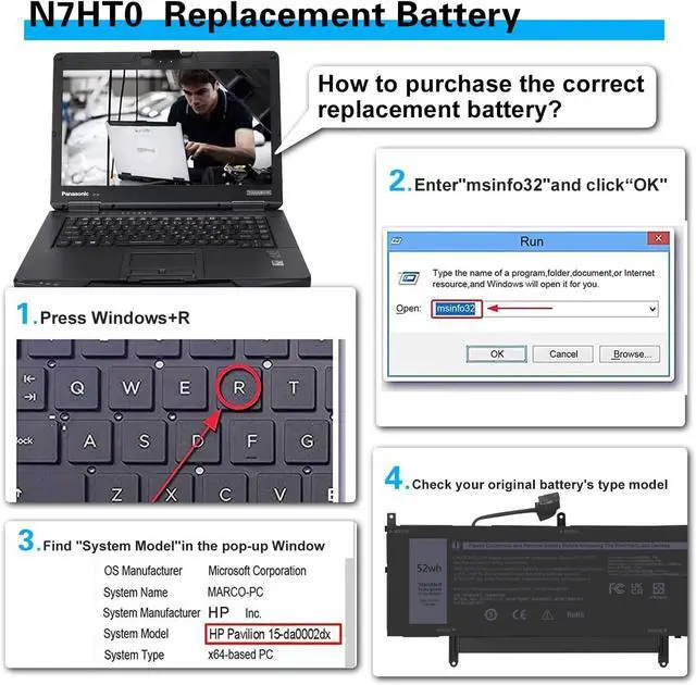 Alt view image 5 of 6 - N7HT0 Laptop Battery Replacement for Dell Latitude 9510 9520 / Latitude 9520 2-in-1 P94F P95F P95F001 P94F001 TVKGH V5K68 N2NLL 08NFC7 N2NLL N7HTO 0PKW00 089GNG 0HYMNG