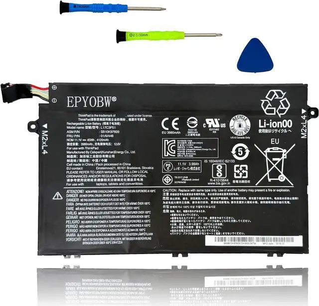 Main image of L17C3P51 Battery 45Wh Compatible with Lenovo E41-55 E41-50 ThinkPad E480 E485 E490 E495 E580 E585 E590 E595 E14 E15 Series L17L3P51 01AV445 L17M3P52 L17M3P51 SB10K97609 01AV448 SB10T83131